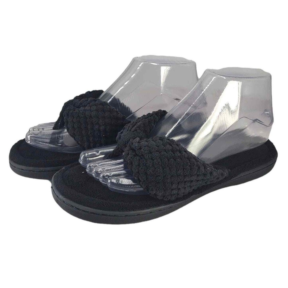 ULTRAIDEAS Women's Black Memory Foam Flip Flop Slippers Terry Lining Sz XL 11-12